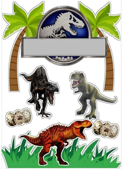 Topo De Bolo Dinossauros Dinosaur Printables Jurassic Park Topper