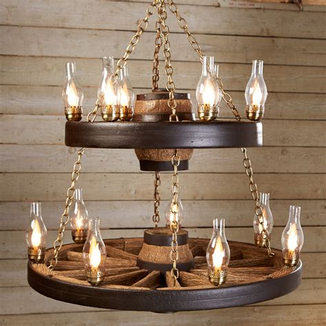 double wagon wheel chandelier