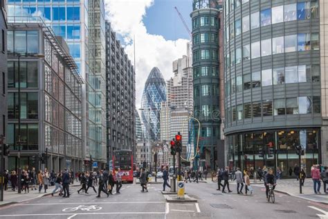 City Of London Street View At Sunny Day View Include Office Buildings