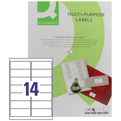 Our office supplies range is always expanding so if you can't find the label or size your looking for or would simply like some advice on choosing the right label, feel free to give us a call on 01452 888186 or use. Q-Connect Multi-Purpose Label, 99.1x38mm, 14 per Sheet ...