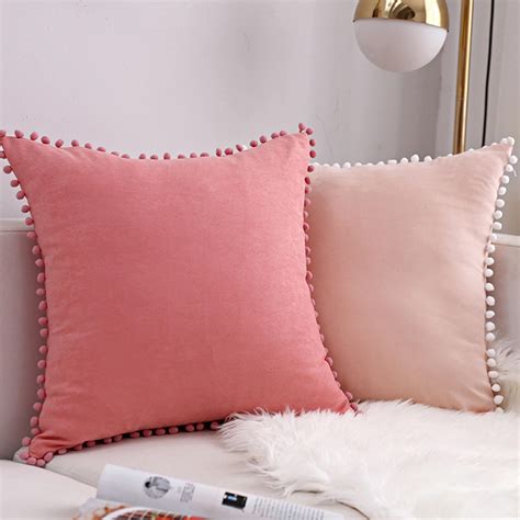 Suede Pink Pillow Covers 14 X 20 20 X 20 Solid Color Etsy