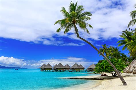 Fonds Decran Bora Bora Polynésie Française Tropique Côte Ciel