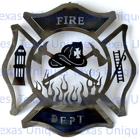 Fireman Cross Firefighter Maltese Cross Metal Wall Art Cut Out Texas