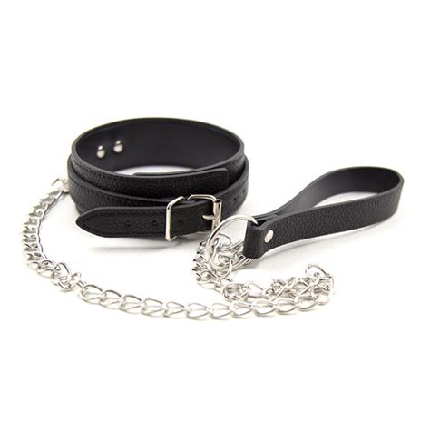 Pc Cm Sexy Black Pu Leather Sex Collar And Leash Bondage Toys For