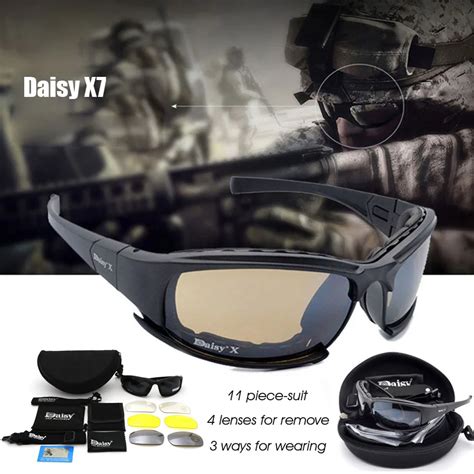 daisy x7 military goggles bullet proof army polarized sunglasses 4 lens hunting shooting airsoft