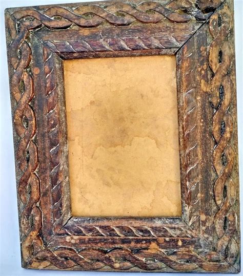 Vintage Wooden Old Handmade Hand Carved Picture Photo Frame Collectible