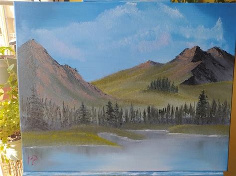My First Bob Ross Painting Distant Mountains S14 E01 Happytrees