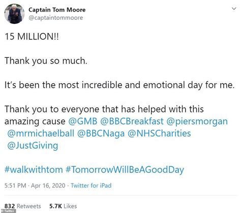 You have endless chances of dying, in the end everyone has a turn, it has. A gong for Captain Tom? Boris Johnson will 'look at ways ...
