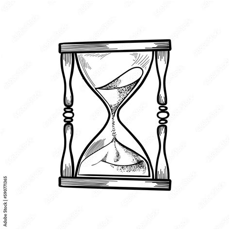 Hourglass Black And White Hand Drawn Sketch Vector Illustration