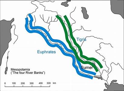 Ancient Mesopotamia Rivers Between Land Area River