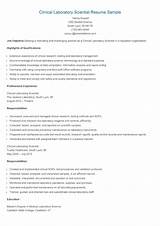 Pictures of Clinical Laboratory Manager Resume