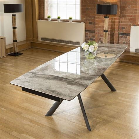 Dining Table Italian Ceramic Grey Marble Style Extending 1600 2400mm Dining Table Marble