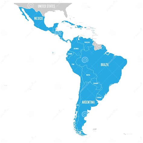 Political Map Of Latin America Latin American States Blue Highlighted