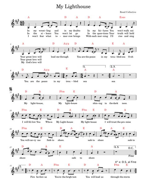My Lighthouse Sheet Music For Vocals Piano Voice Guitar