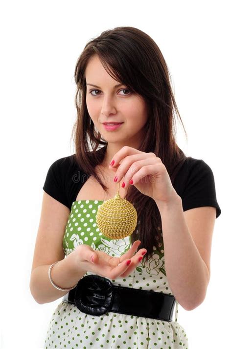Pretty Girl With Christmas Decoration Stock Image Image Of Ball