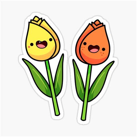 Kawaii Tulip Flower Friends Sticker For Sale By Kawaiilife Redbubble