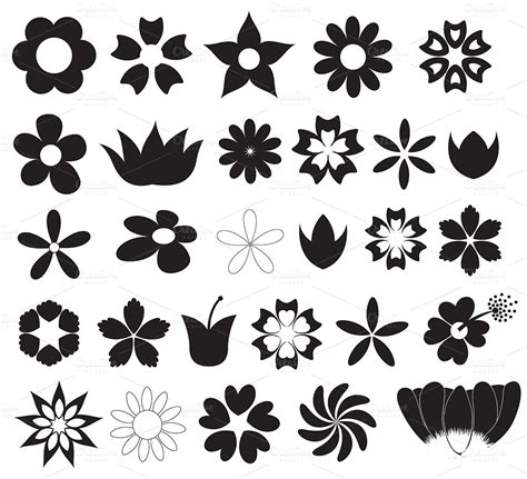 Flowers Silhouettes Vector Shapes Illustrations On Creative Market
