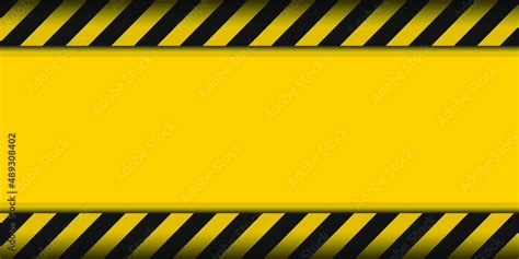 Realistic Modern Black And Yellow Warning Striped Line Background Template With Empty Blank
