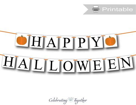 Printable Happy Halloween banner, instant download Halloween bunting, Fall pumpkin living room ...