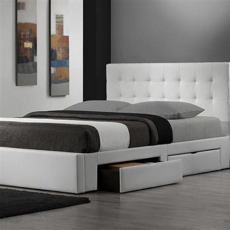 Luxury Queen Size Fabric Bed Frame White Leather Bed Bed Frame With