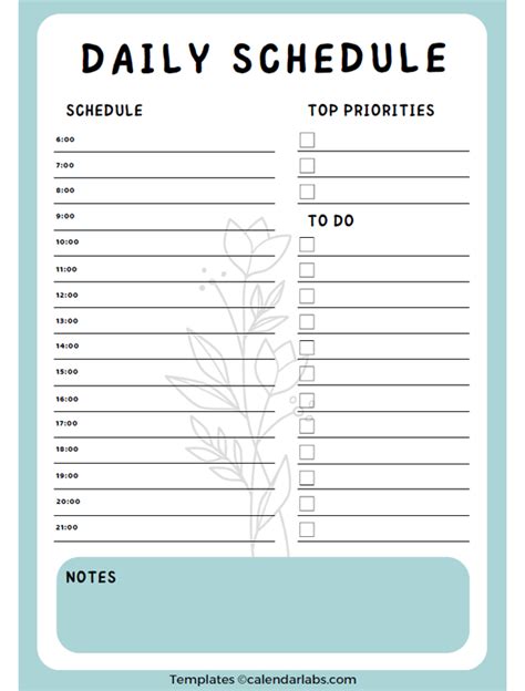 Daily Schedule Template Pdf Free Printable Templates