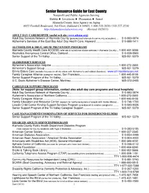 Alameda County Senior Resource Guide  Fill Online, Printable, Fillable