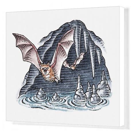 Print Of Illustration Of Bats Flying Out Of Cave In 2021 Bat Animal