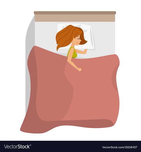 Cartoon Cute Beautiful Woman Sleeping In Bed Vector Image