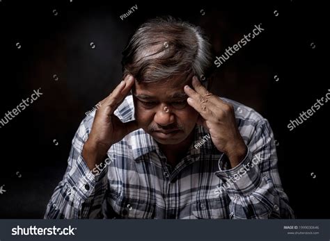 Elderly Asian Old Man Thinking Confused Stock Photo 1999030646
