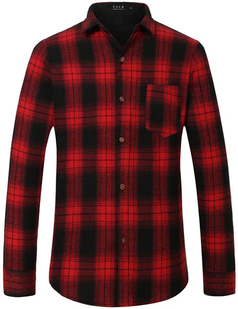 SSLR Flannel Shirt For Men Long Sleeve Button Down Shirt Plaid Casual Jacket Walmart Com