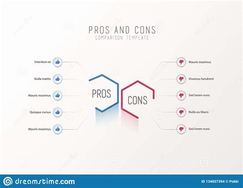 Pros And Cons Comparison Vector Template Stock Vector Illustration Of Element Button 134657394