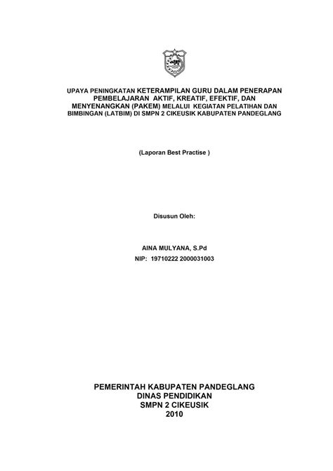 Contoh laporan kegiatan lapangan bahasa inggris. Contoh Laporan Akhir Kegiatan Pelatihan - Seputar Laporan