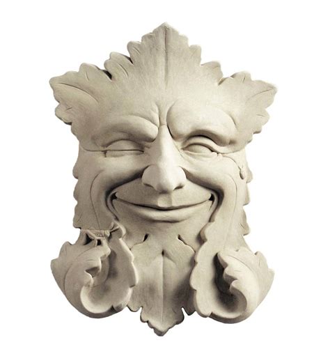 Smiling Green Man Face Cast Stone Wall Art Wind And Weather
