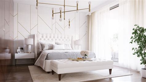 All White Transitional Bedroom With Subtle Gold Accents Awesome Decors