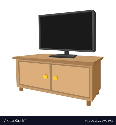 Wooden Tv Cabinet With A Large Tv Cartoon Icon Vector Image