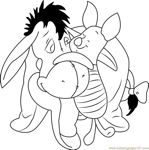 Eeyore Hugs Piglet Coloring Page For Kids Free Eeyore