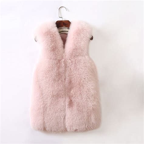 New Stylish Winter Fashion Solid Long Genuine Fox Fur Vests Wide