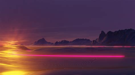 Desert Cyberpunk Mountains Vaporwave Sand Retrowave Science