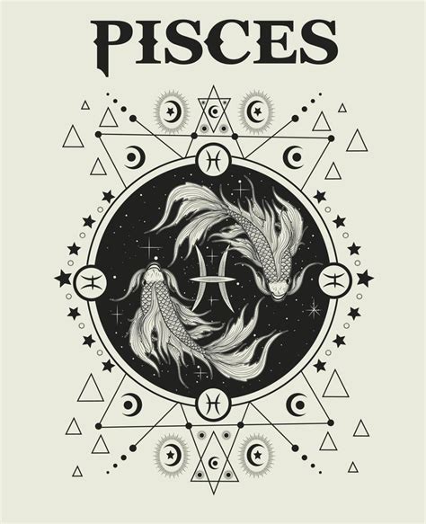 Illustration Pisces Zodiac Symbol Monochrome Style 4679963 Vector Art