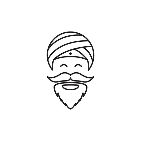 kreskówka staruszek indyjski z turbanem logo projekt wektor graficzny symbol ikona ilustracja