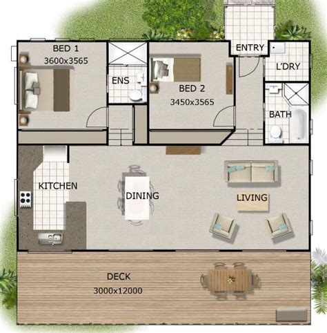 Small granny flat floor plans 1 bedroom. 2 bed Granny flat, austrailianfloorplans.com in 2019 ...