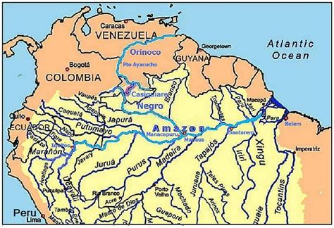 Orinoco River Map Orinoco River Map Quito Caracas Porto Velho