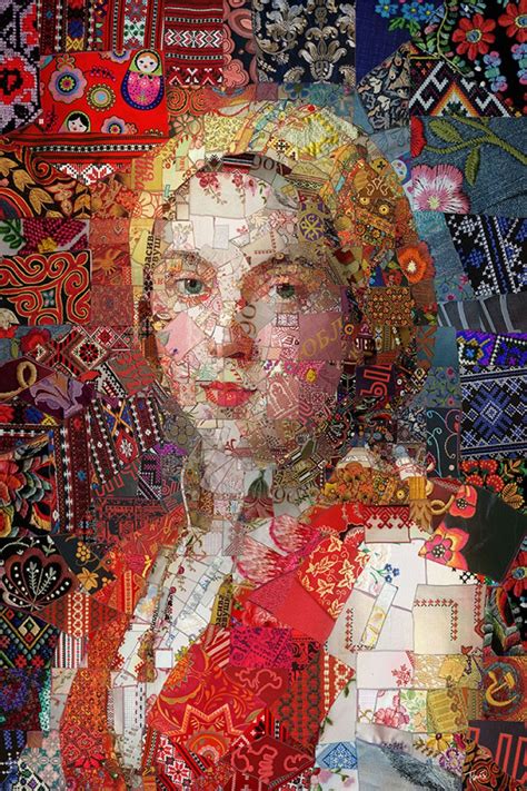 Kırmızılı Rus Kadın Mozaik İllustrasyon Kanvas Tablo Arttablo