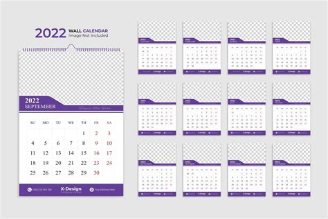 2022 Modern Wall Calendar Layout Template Date Planner Yearly Planner