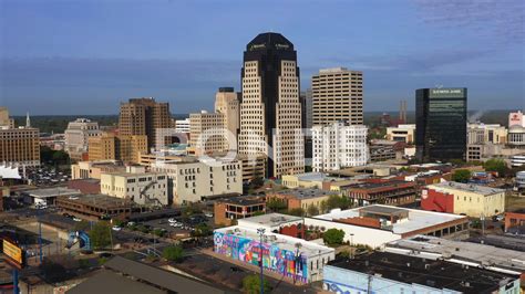 Shreveport Downtown Skyline Bird Eye View Drone Aerial Stock Footage