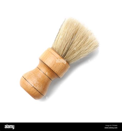 Wooden Barber Brush Isolated On White Stock Photo Alamy