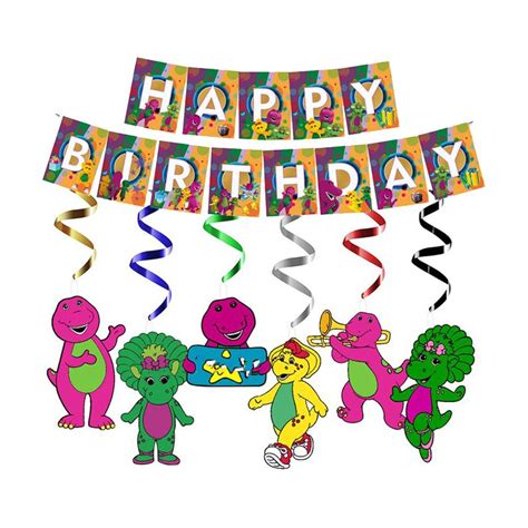 Barney Birthday Themed Party Balloons Banners Bracelets Etsy Canada