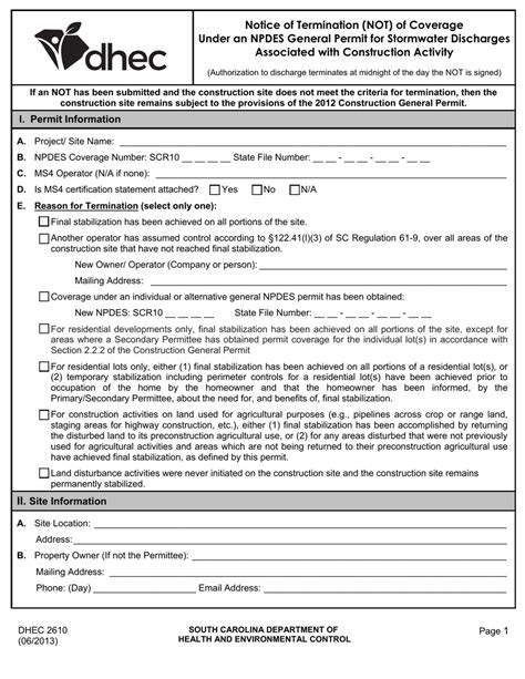 Dhec Form 2610 Fill Out Sign Online And Download Fillable Pdf South
