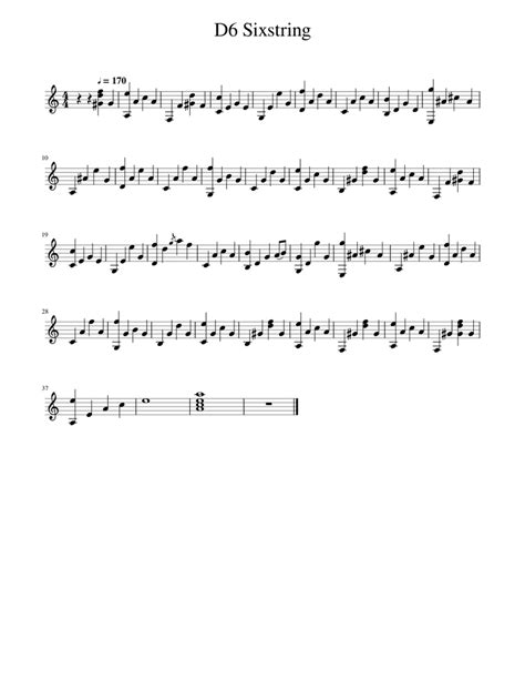 D6 Sixstring Sheet Music For Piano Solo Easy