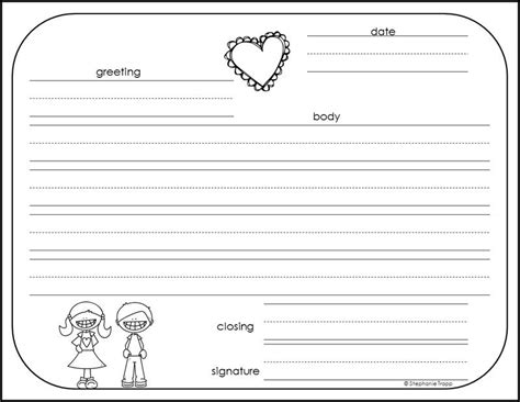 write  friendly letter  printables writing